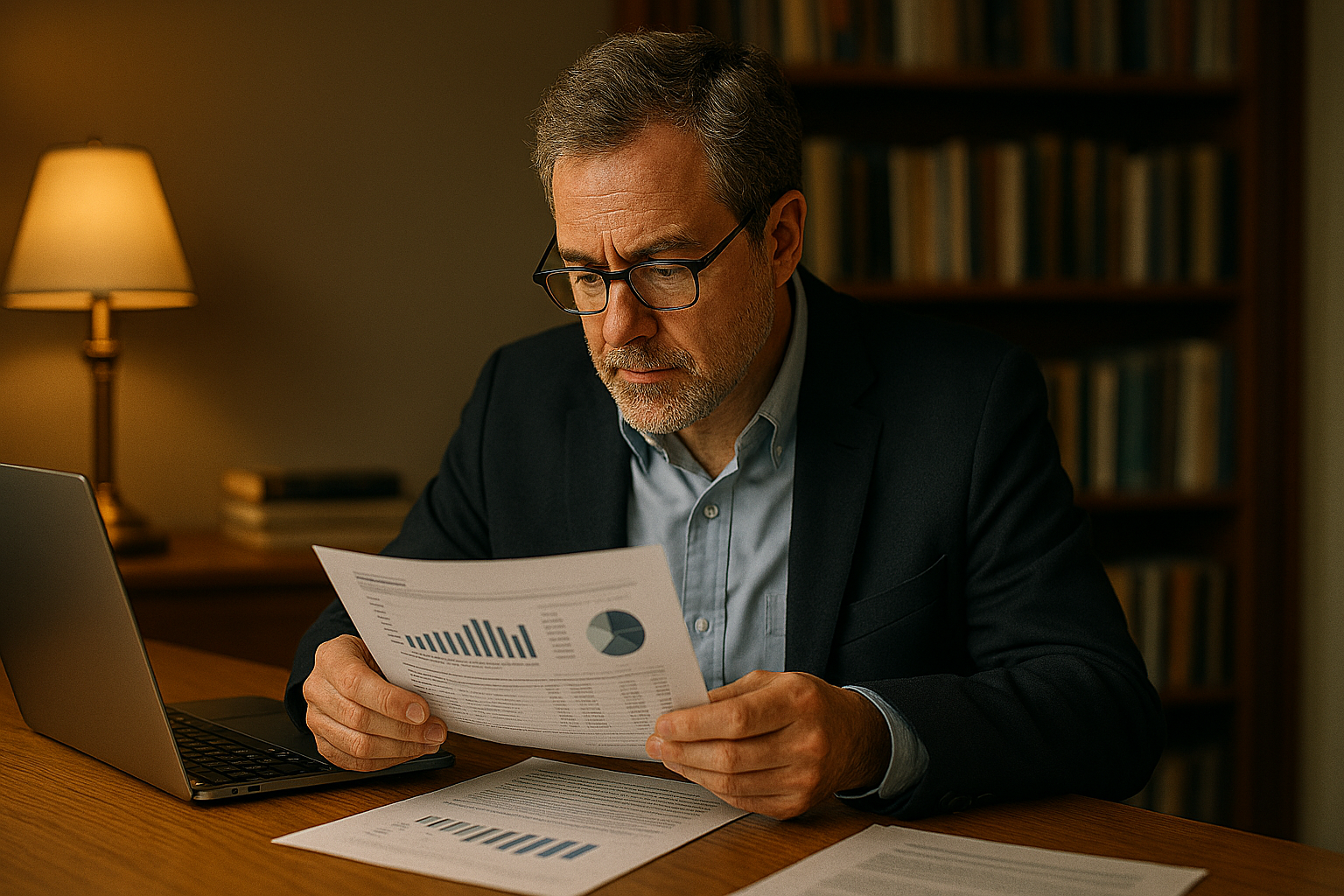 Accountant Reading Financial Statements